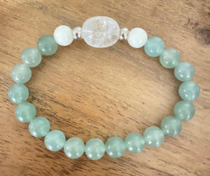 Green Adventurine & Mother of Pearl Crystal Bracelet -8mm Beads