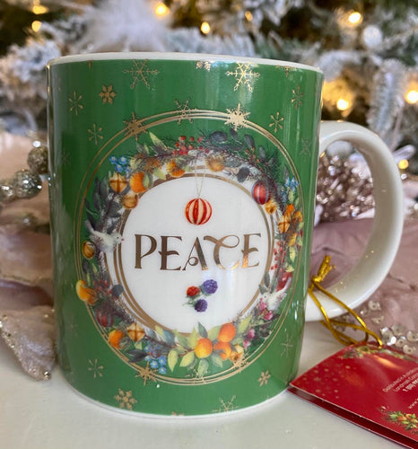 Christmas Coffee Cup Candle - Peace