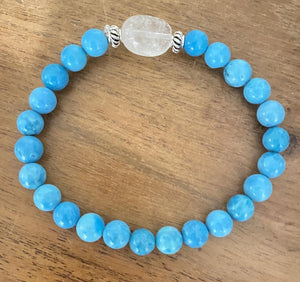 Turquoise Crystal Bracelet - 8mm - Extra Large Size