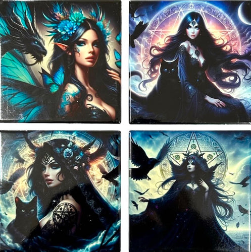 Gothic Fairy Ceramic Coaster set of 4